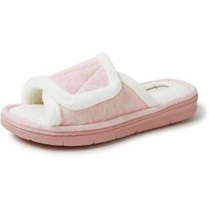 Dearfoams womens Adjustable Indoor/Outdoor Machine Washable Memory Foam Slide(Pink)