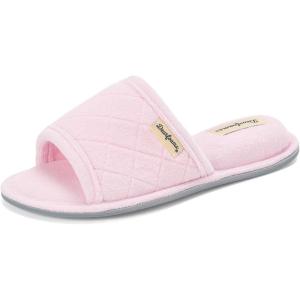 Dearfoams womens Beatrice Side Gore SlideSlipper(Fresh Pink Terry)