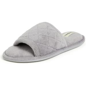 Dearfoams womens Beatrice Side Gore SlideSlipper(Medium Grey Terry)