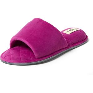Dearfoams womens Beatrice Side Gore SlideSlipper(Mystic Purple Velour)