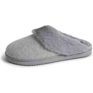 Dearfoams womens Dahlia Rib Knit Scuff SlipperSlipper(Light Heather Grey)