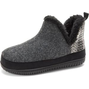 Dearfoams womens Dearfoams Women’s Indoor Outdoor Harlene Boot House Shoes Slippers(Black)