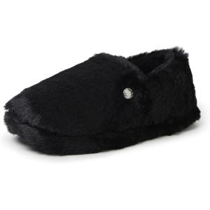 Dearfoams womens Ellie Fluffy SnuggleSlipper(Black)