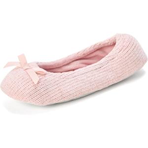 Dearfoams womens Layla Ballerina With Suede Outsole(Dusty Pink)