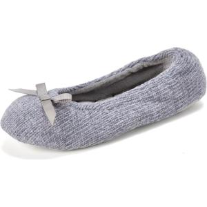 Dearfoams womens Layla Ballerina With Suede Outsole(Sleet)