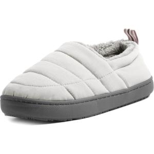 Dearfoams womens Lightweight Memory Foam Easy on Off Fern Closed Back(Grey)