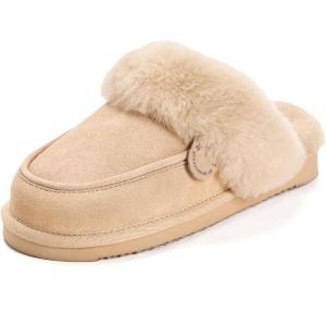 Dearfoams womens Melville Genuine Shearling Scuff(Sand)
