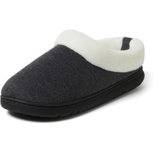 Dearfoams womens Olive Memory Foam Sweatshirt Clog(Dark Heather Grey)