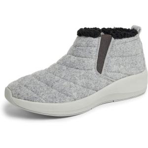 Dearfoams womens Original Comfort Naomi Wedge BootieAnkle Boot(Light Grey)