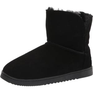 Dearfoams womens Paige Genuine Suede BootieSlipper(Black)