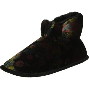 Dearfoams womens Sara Velour BootieSlipper(Black Multi)
