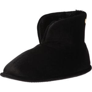 Dearfoams womens Sara Velour BootieSlipper(Shiny Black)