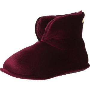 Dearfoams womens Sara Velour BootieSlipper(Shiny Burgundy)