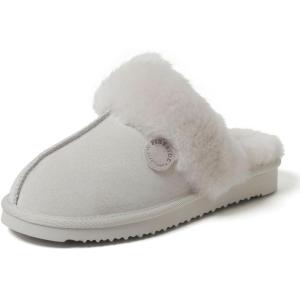 Fireside by Dearfoams Women’s Fireside Sydney Shearling Fur Indoor/Outdoor Scuff Slipper With Wide Widths(Bone)