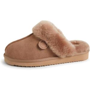 Fireside by Dearfoams Women’s Fireside Sydney Shearling Fur Indoor/Outdoor Scuff Slipper With Wide Widths(Driftwood)