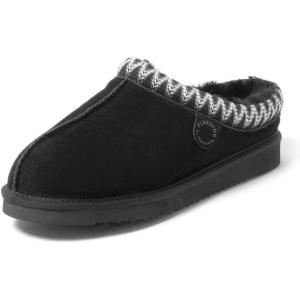 Fireside by Dearfoams mens Grafton Shearling Indoor/Outdoor Clog(Black Taping)