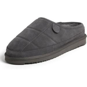 Fireside by Dearfoams mens Grafton Shearling Indoor/Outdoor Clog(Grey Quilted)