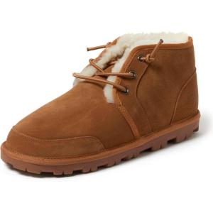 Fireside by Dearfoams mens Shepparton Shearling Fur Indoor/Outdoor Lace-up Chukka Boot(Chestnut)