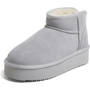 Fireside by Dearfoams womens Genuine Shearling Kingston Platform Mini Boot(Sleet Platform)
