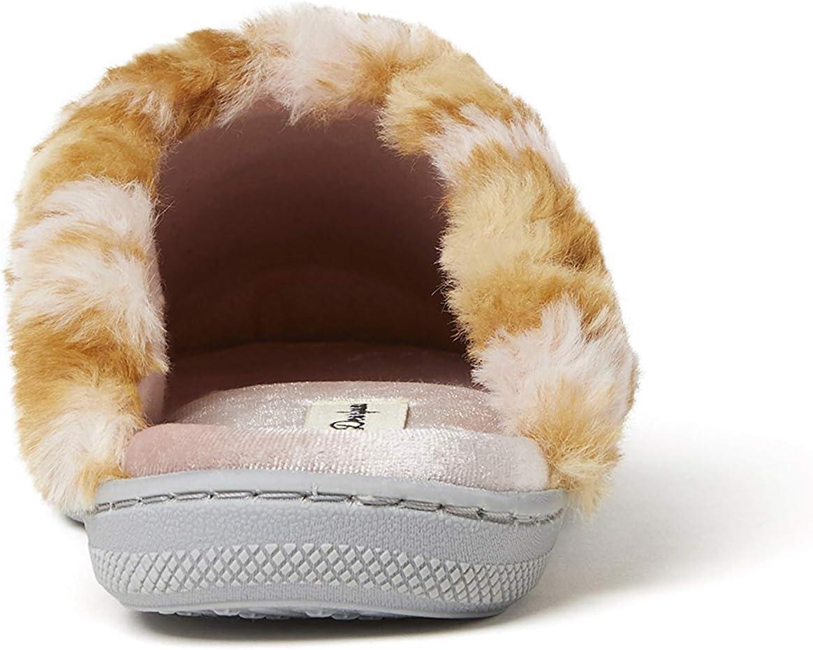imageDearfoams Kids Evelyn Velour Clog with Leopard Cuff SlipperPale Mauve