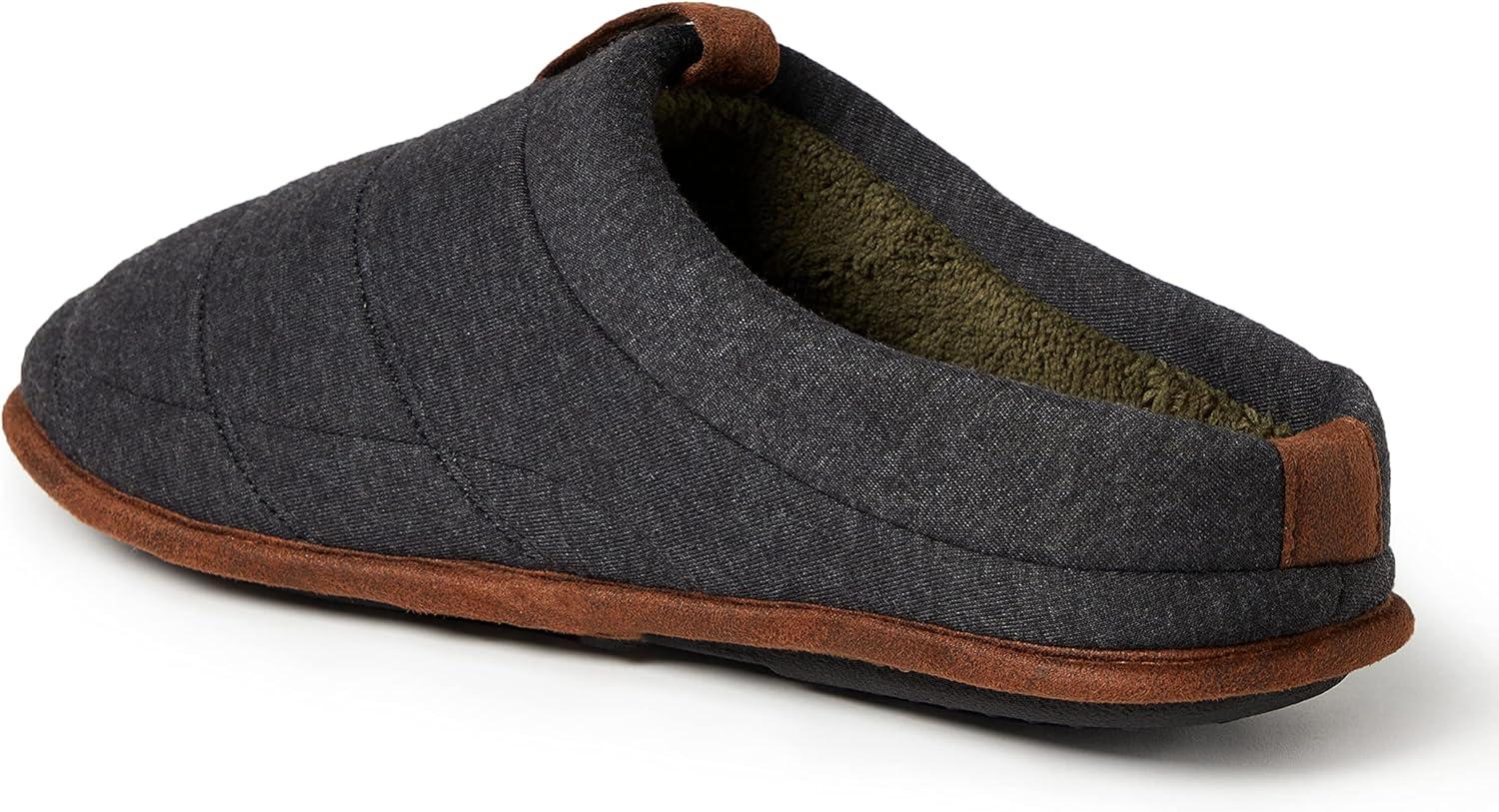 imageDearfoams Mens Ashton Quilted Memory Foam Jersey Clog SlipperBlack