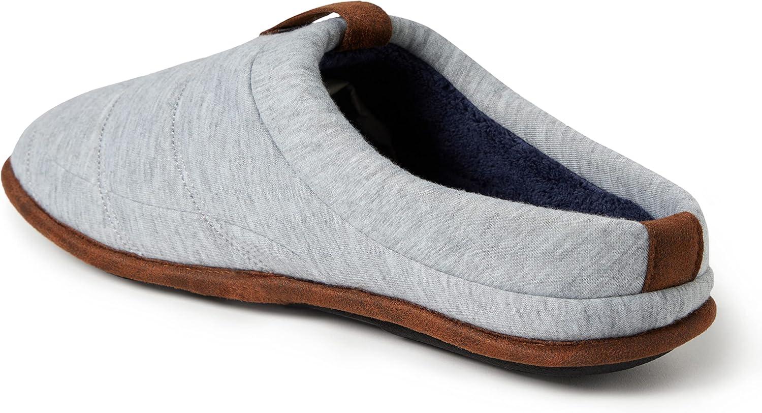 imageDearfoams Mens Ashton Quilted Memory Foam Jersey Clog SlipperLight Heather Grey