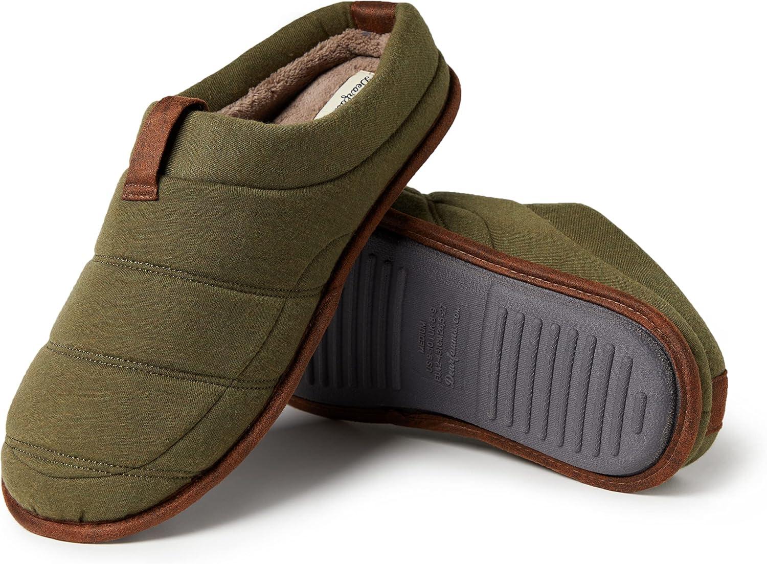 imageDearfoams Mens Ashton Quilted Memory Foam Jersey Clog SlipperLoden