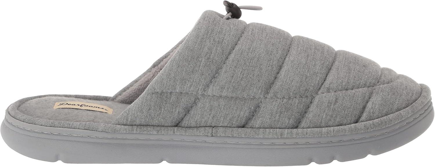 imageDearfoams Mens Austin Quilted Memory Foam Sweatshirt Scuff SlipperLight Heather Grey