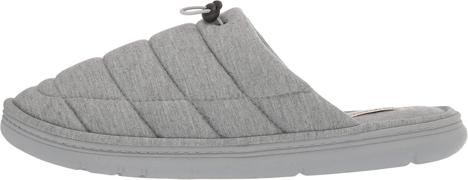 imageDearfoams Mens Austin Quilted Memory Foam Sweatshirt Scuff SlipperLight Heather Grey