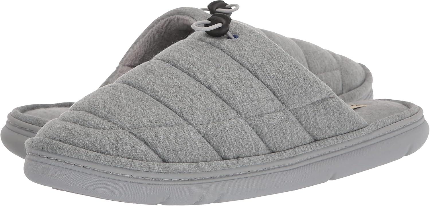 imageDearfoams Mens Austin Quilted Memory Foam Sweatshirt Scuff SlipperLight Heather Grey