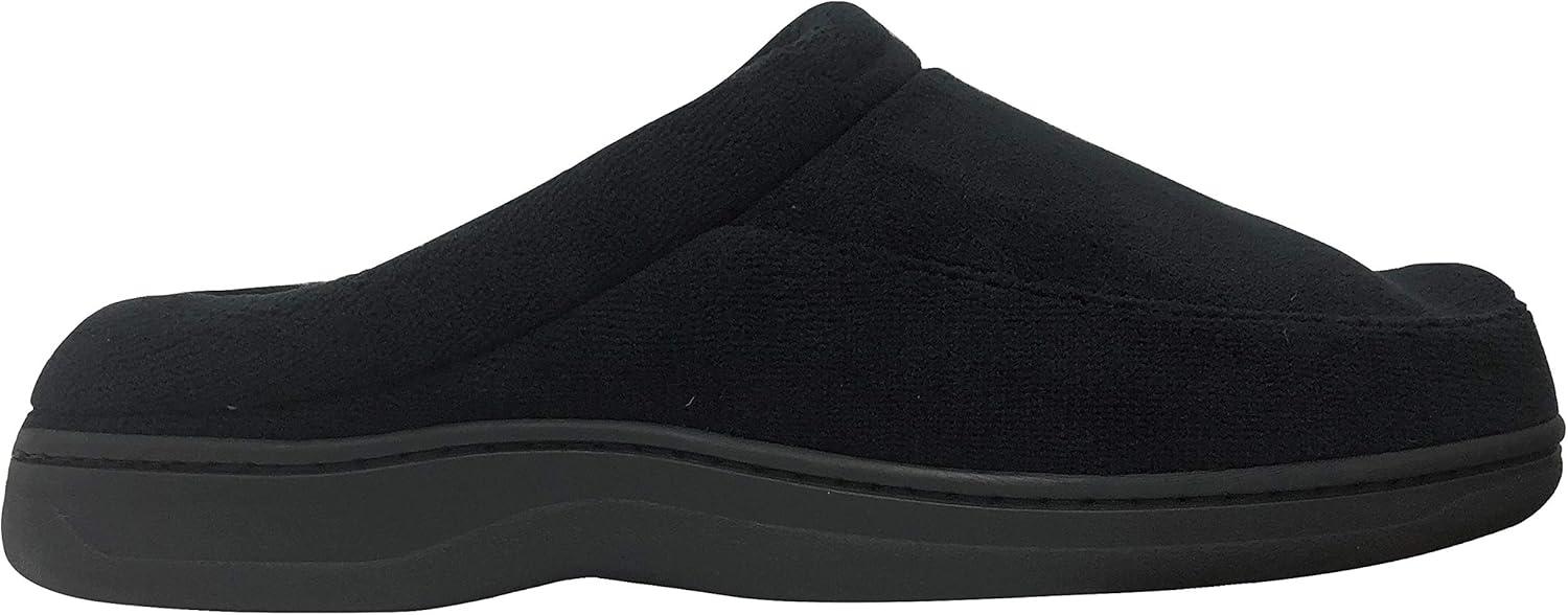 imageDearfoams Mens Microfiber Terry Clog with Memory Foam Slippers Small Black