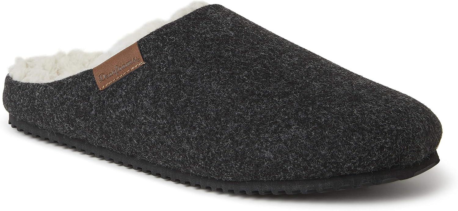 imageDearfoams Mens Microwool Clog with Molded Footbed SlipperBlack