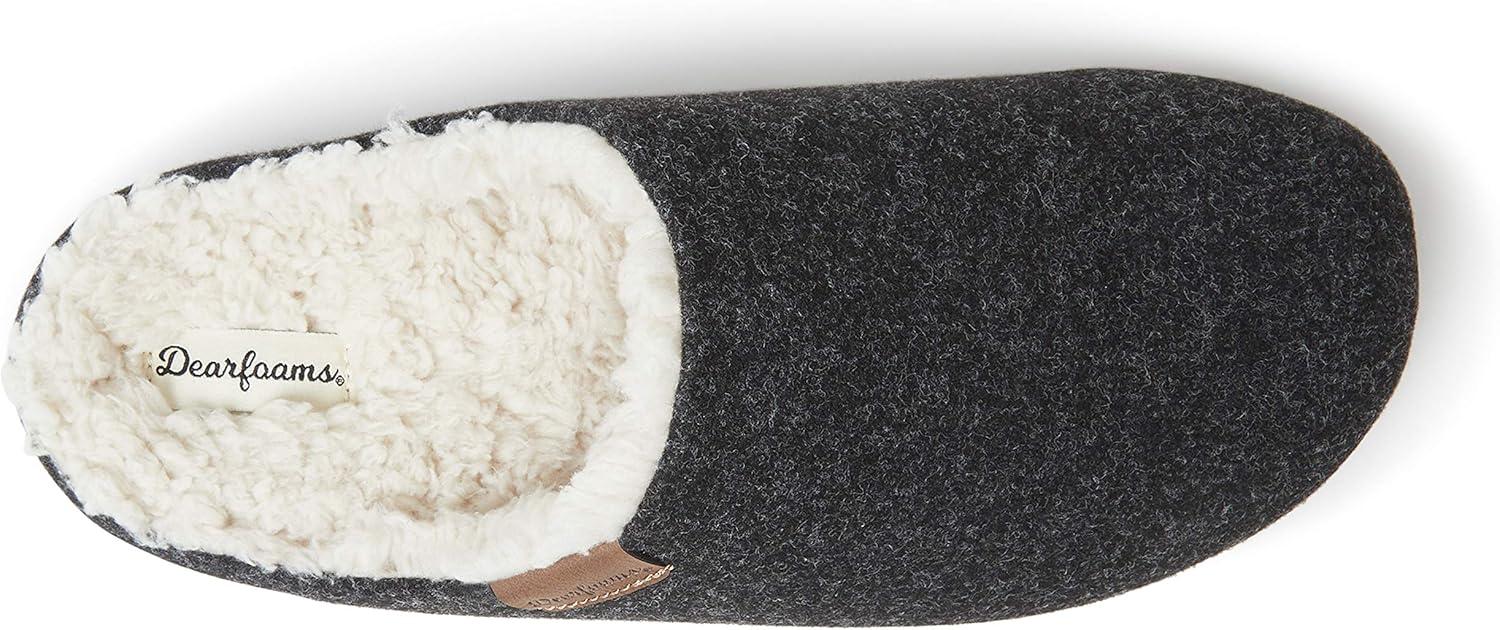 imageDearfoams Mens Microwool Clog with Molded Footbed SlipperBlack