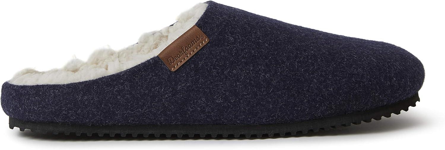 imageDearfoams Mens Microwool Clog with Molded Footbed SlipperNavy