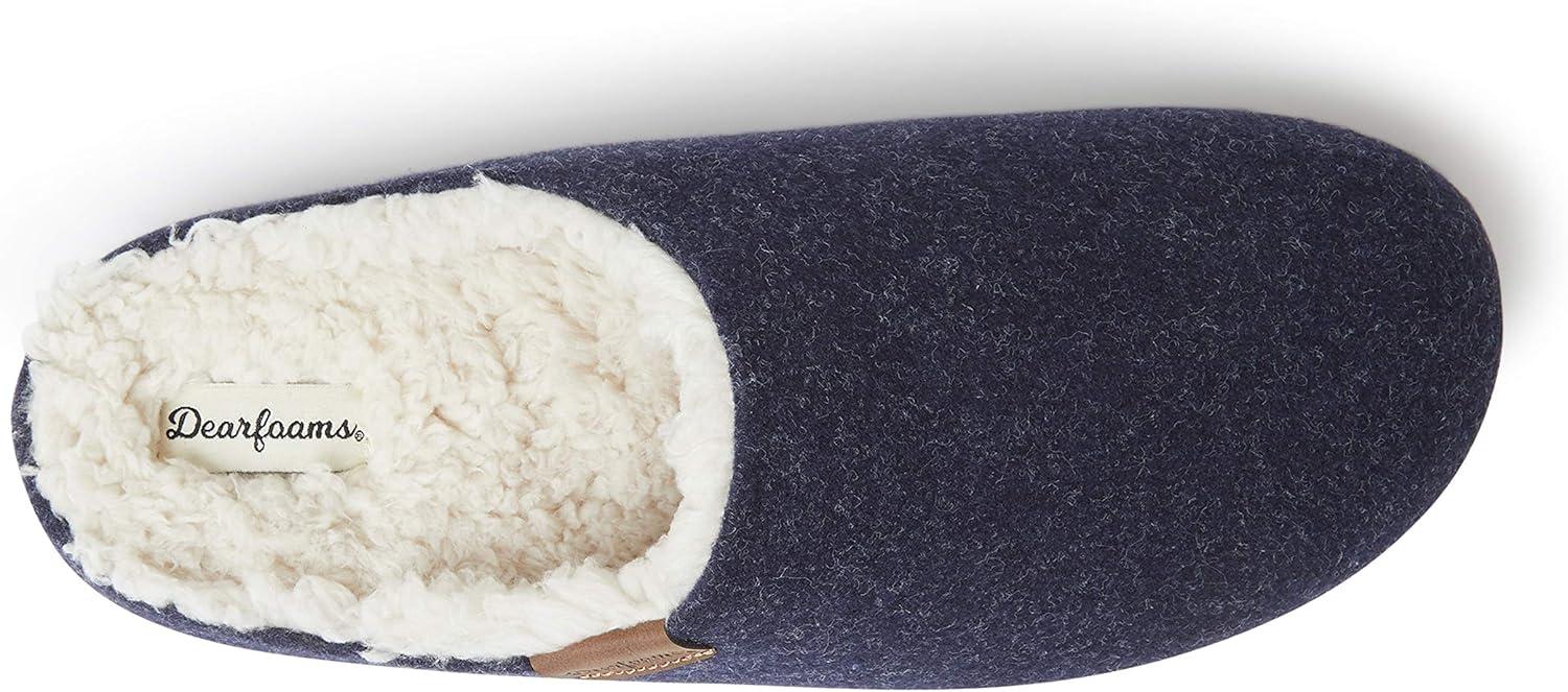 imageDearfoams Mens Microwool Clog with Molded Footbed SlipperNavy