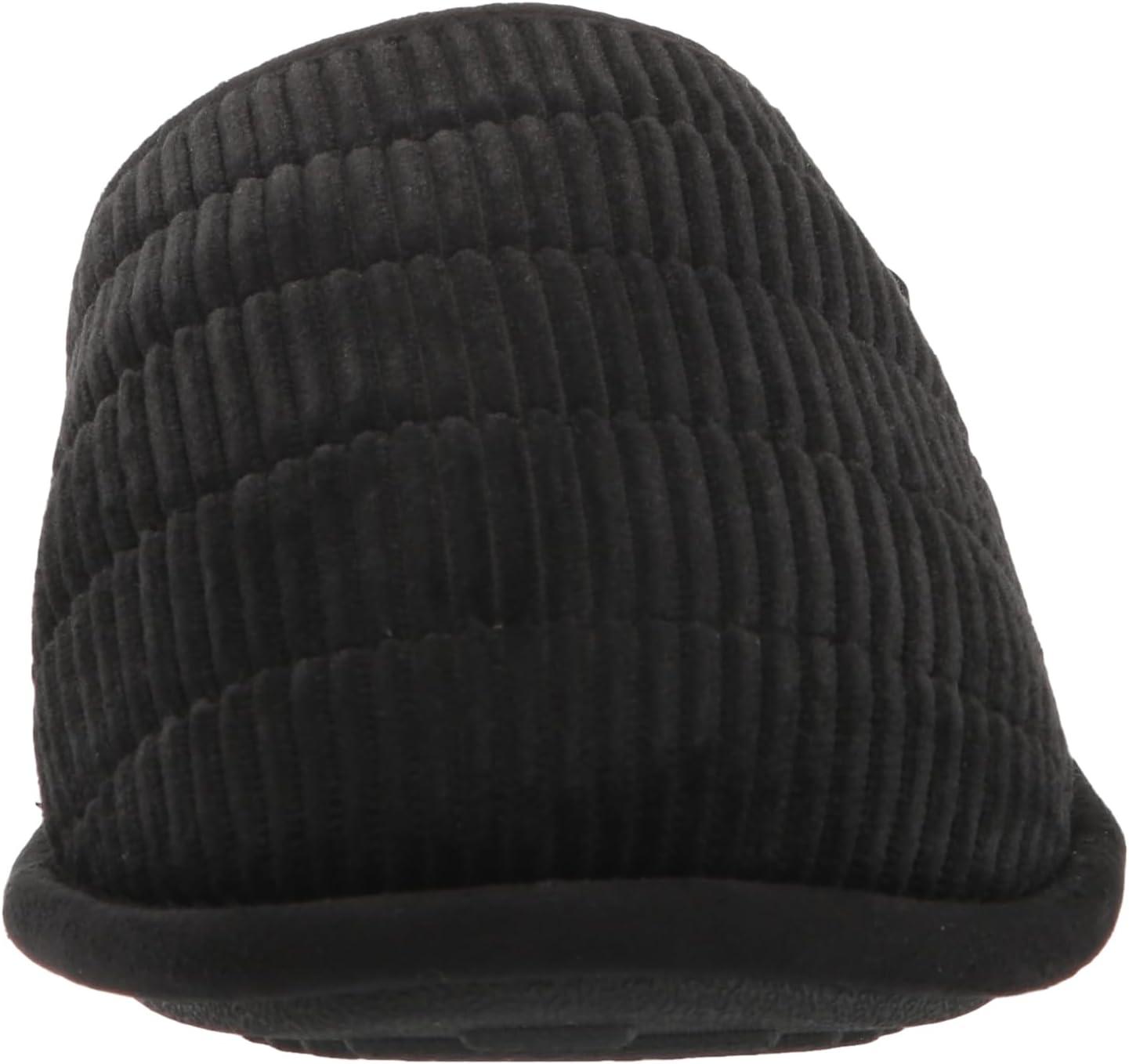 imageDearfoams Mens Rocky Mixed Material IndoorOutdoor Memory Foam Scuff SlipperBlack