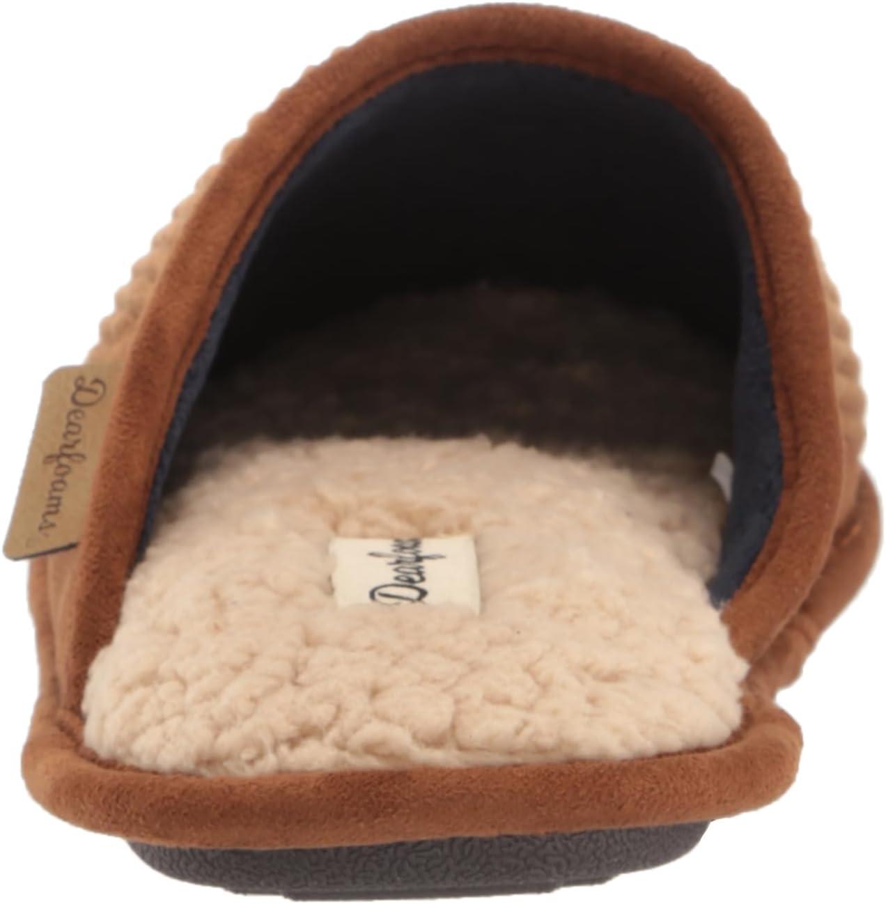 imageDearfoams Mens Rocky Mixed Material IndoorOutdoor Memory Foam Scuff SlipperChestnut