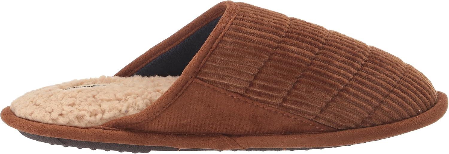 imageDearfoams Mens Rocky Mixed Material IndoorOutdoor Memory Foam Scuff SlipperChestnut
