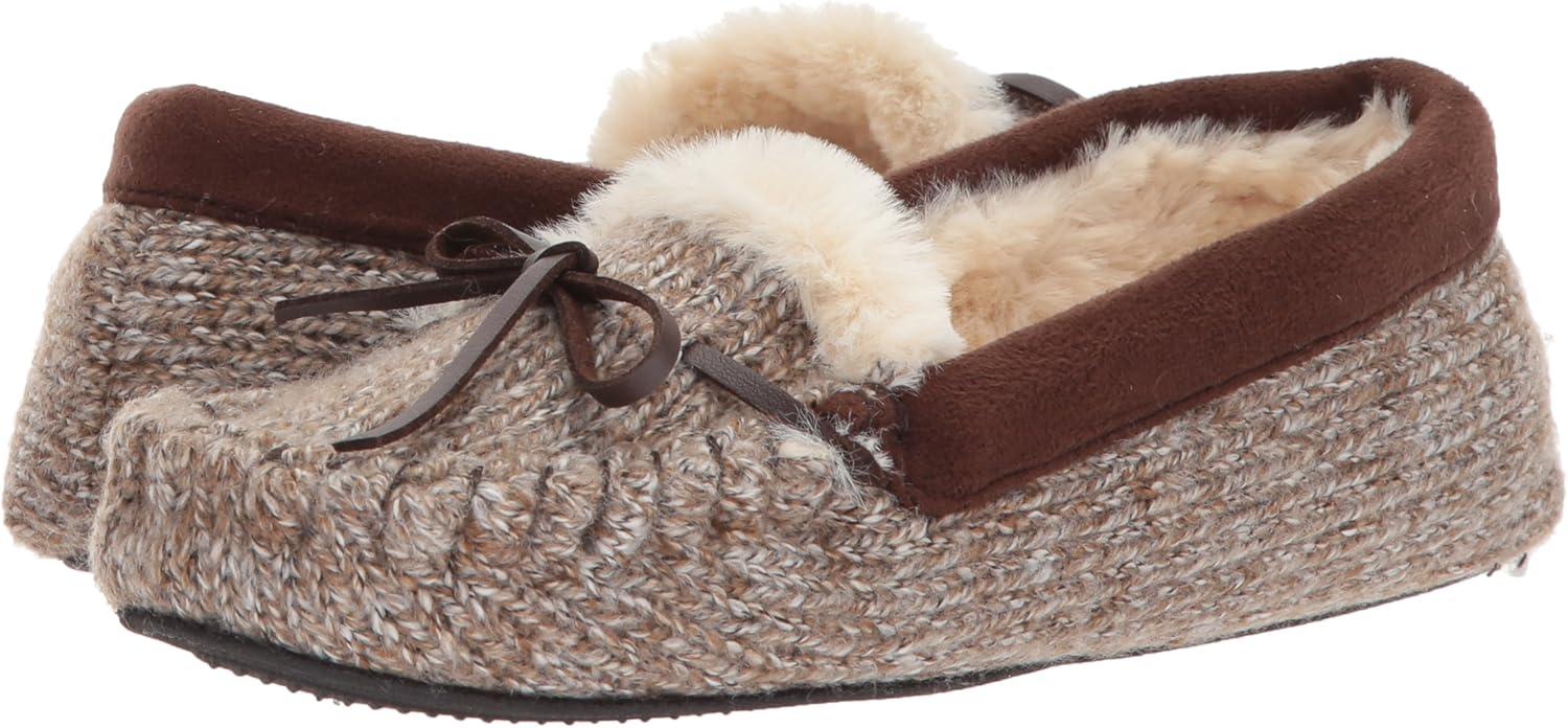 imageDearfoams UnisexAdult Mixed Material Moccasin WomensBrown