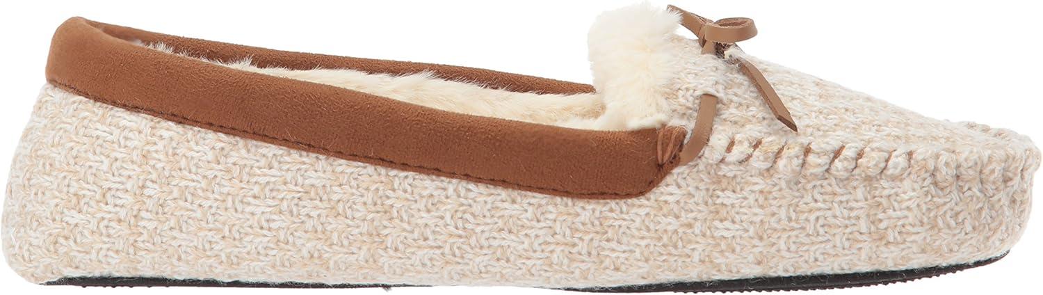 imageDearfoams UnisexAdult Mixed Material Moccasin WomensOatmeal Heather