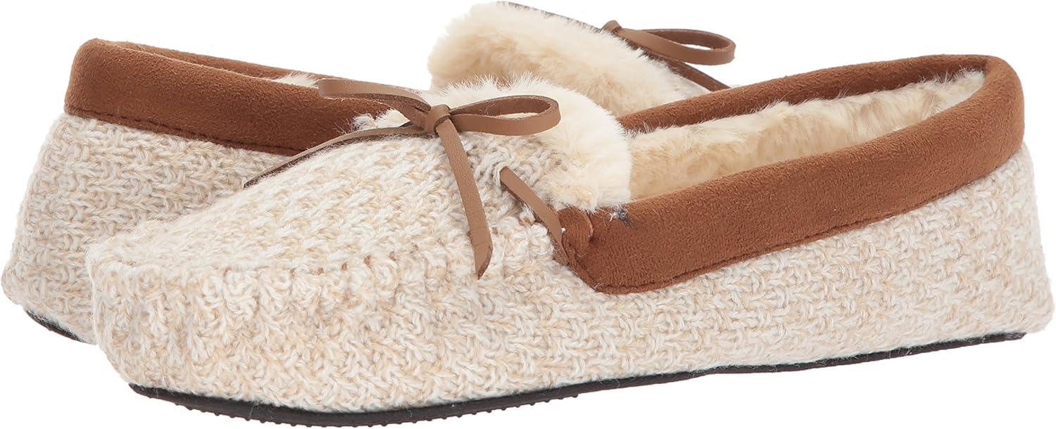 imageDearfoams UnisexAdult Mixed Material Moccasin WomensOatmeal Heather