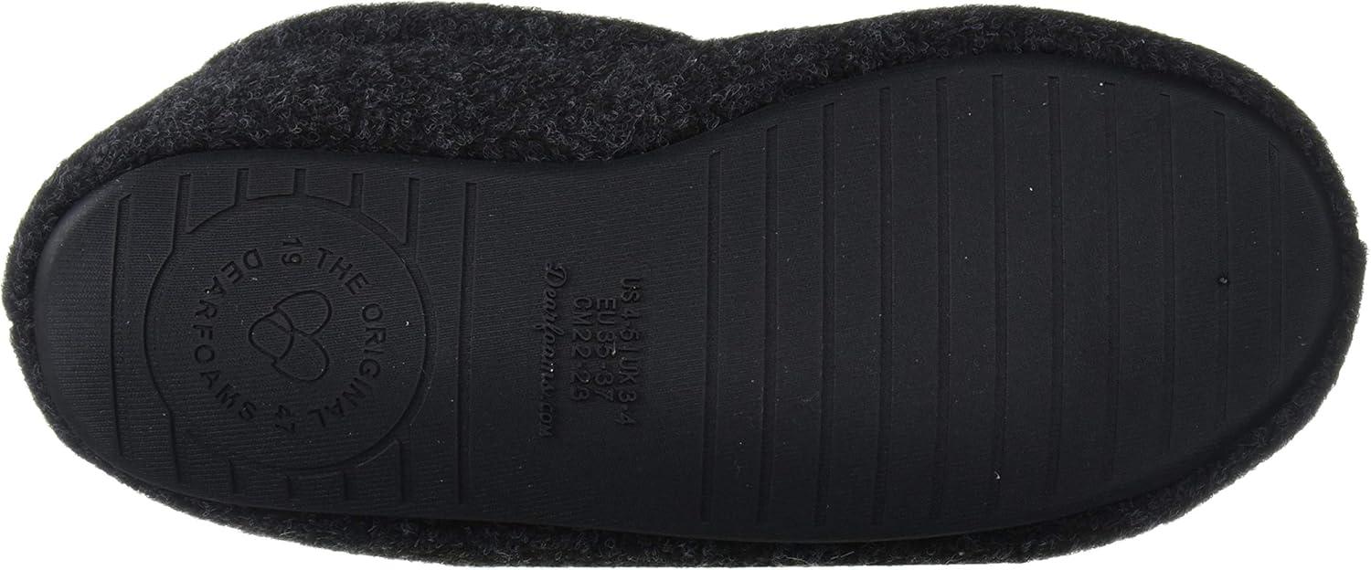imageDearfoams UnisexBaby Hunter Kids Felted Microwool and Plaid Moccasin Slipper Black 78 Toddler Medium US Toddler
