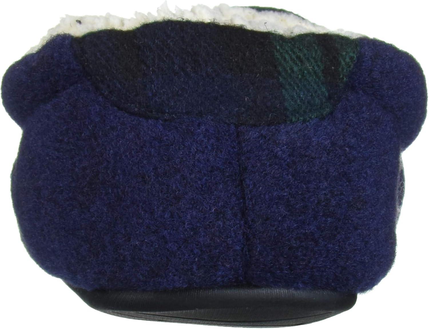 imageDearfoams UnisexBaby Kids Toddlers Felted Microwool and Plaid Moccasin Slipper Navy Blazer 1112 Toddler Medium US Toddler