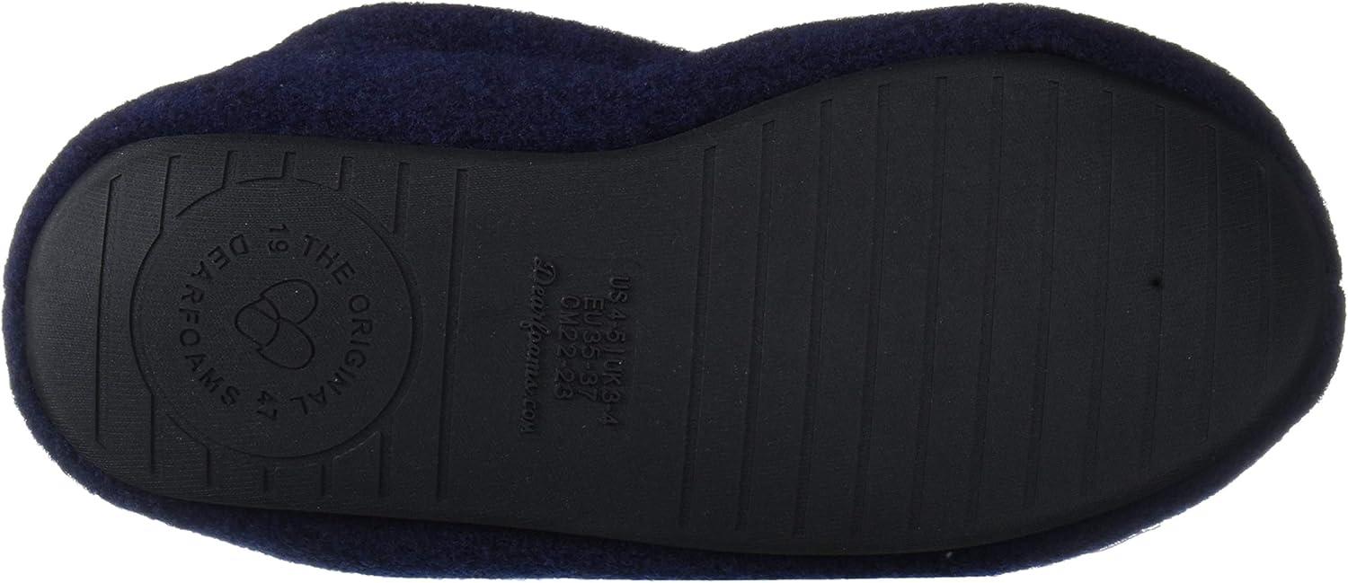 imageDearfoams UnisexBaby Kids Toddlers Felted Microwool and Plaid Moccasin Slipper Navy Blazer 1112 Toddler Medium US Toddler