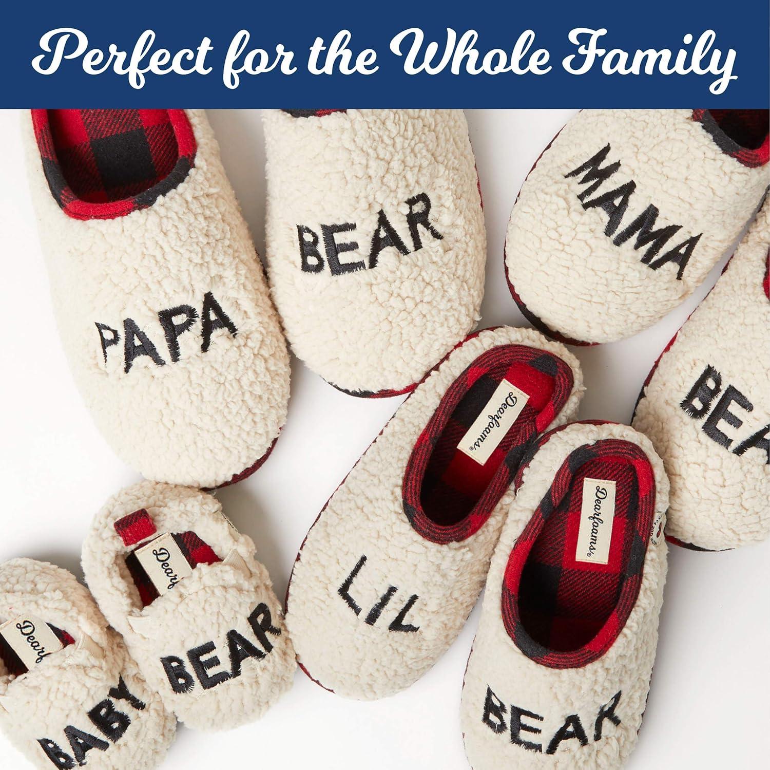 imageDearfoams UnisexChild Family Collection Lil Bear Fluffy faux sherpa Toddler ampamp Kids Clog SlipperSherpa