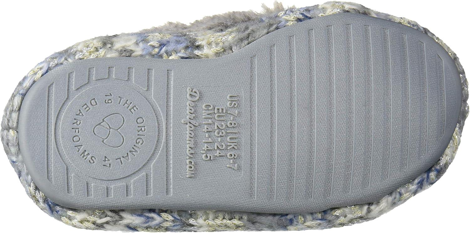 imageDearfoams UnisexChild Kids Toddlers Sparkle Fairisle Moccasin SlipperLight Heather Grey