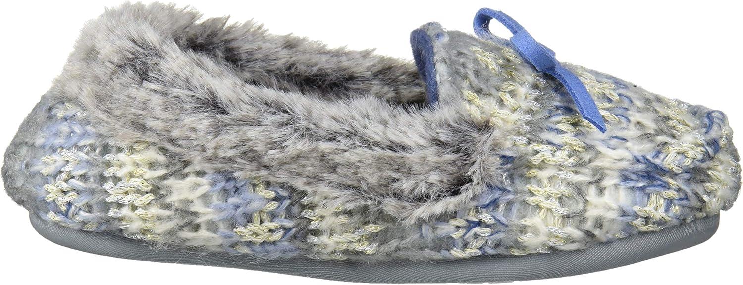 imageDearfoams UnisexChild Kids Toddlers Sparkle Fairisle Moccasin SlipperLight Heather Grey