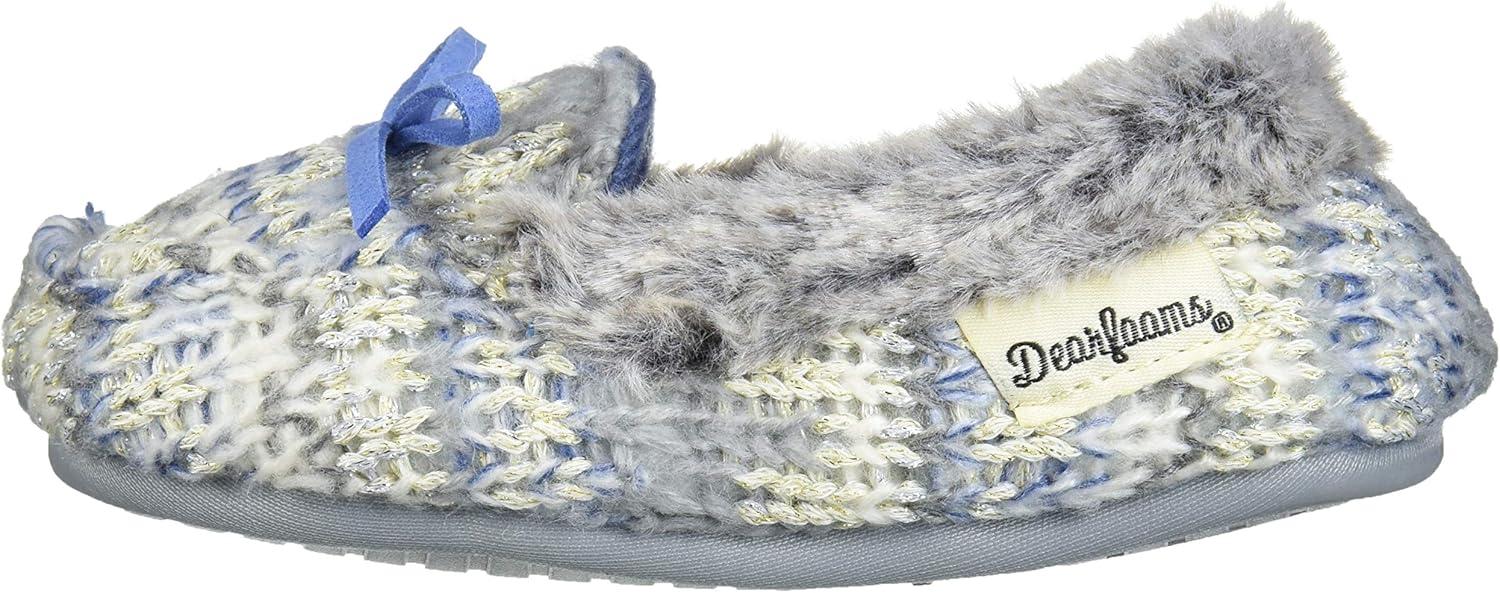 imageDearfoams UnisexChild Kids Toddlers Sparkle Fairisle Moccasin SlipperLight Heather Grey