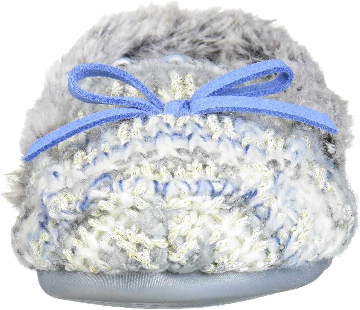 imageDearfoams UnisexChild Kids Toddlers Sparkle Fairisle Moccasin SlipperLight Heather Grey