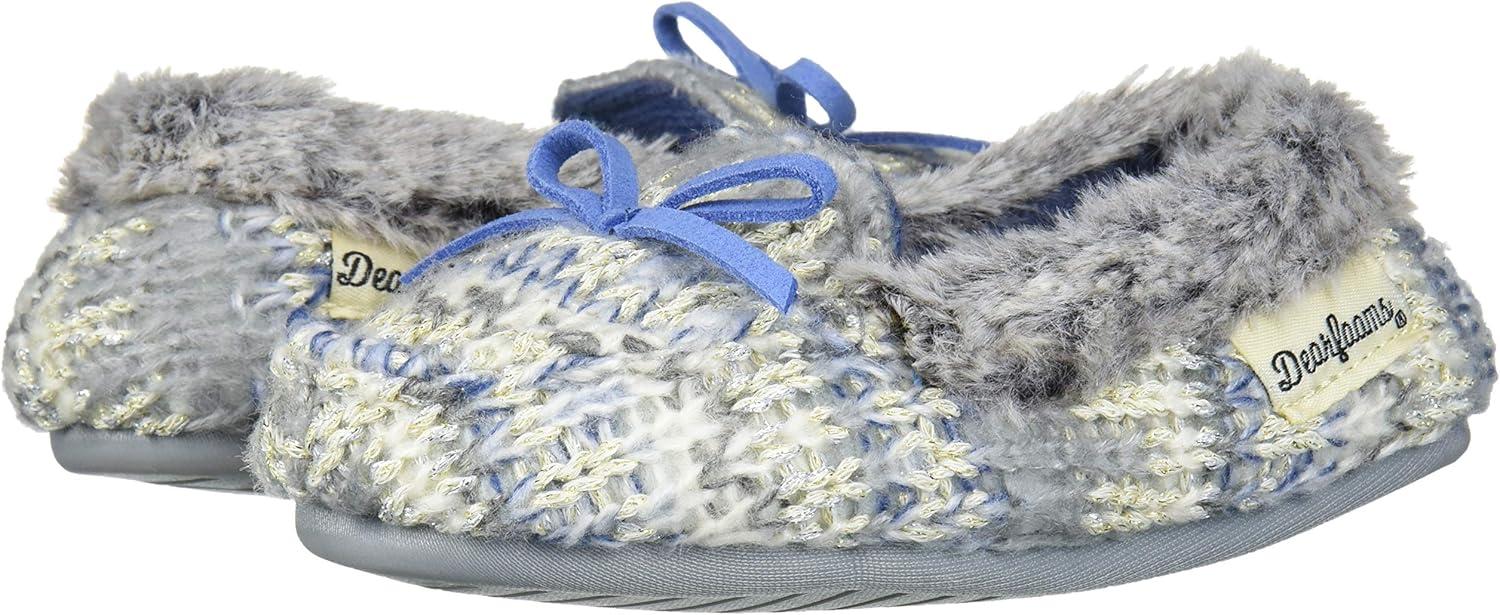 imageDearfoams UnisexChild Kids Toddlers Sparkle Fairisle Moccasin SlipperLight Heather Grey